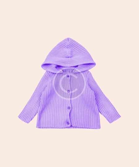 Lavender ribbed knit hoodie