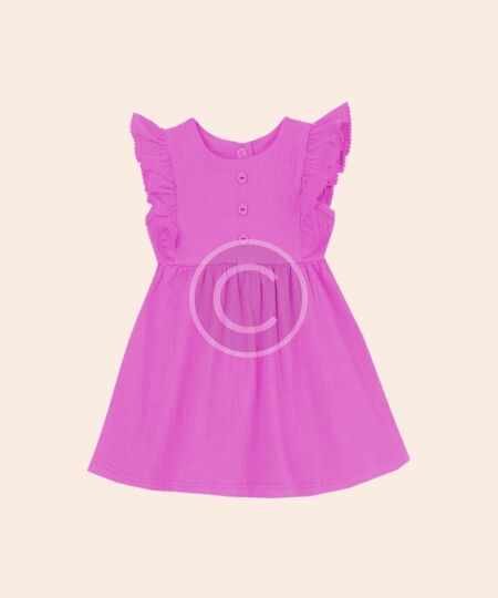 Fuchsia flutter-sleeve dress