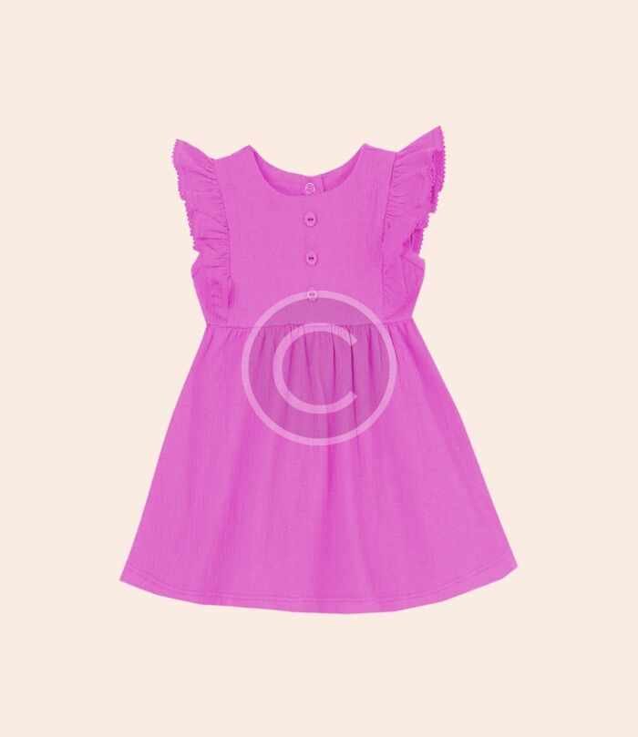 Fuchsia flutter-sleeve dress